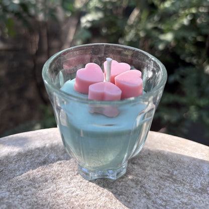 Pink Rose Soft Soya Lime Green Glass Scented Candle