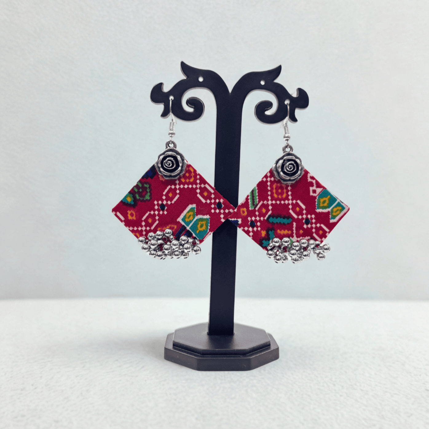 Phulkari Blossom Fabric Earrings