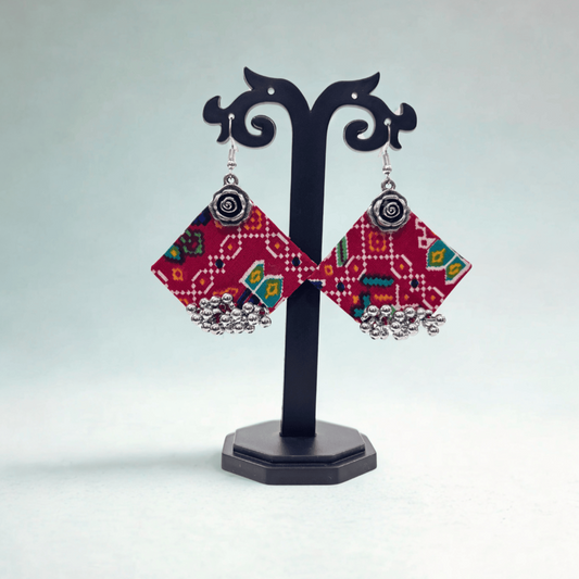 Phulkari Blossom Fabric Earrings