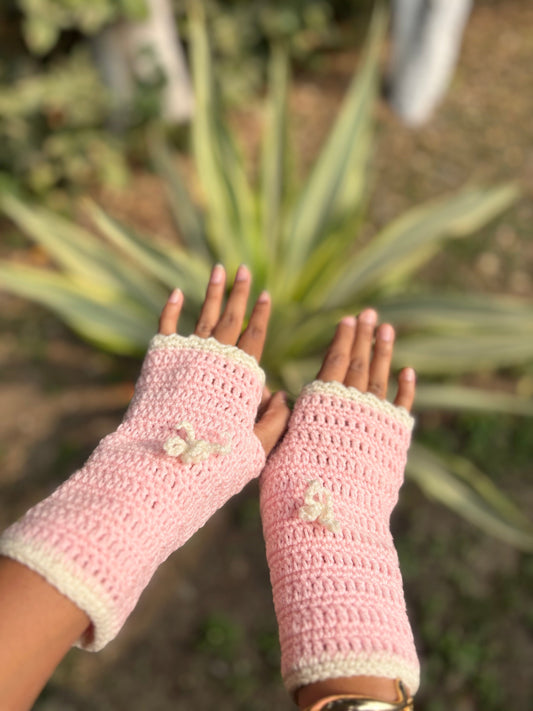 Crochet Gloves | Baby Pink