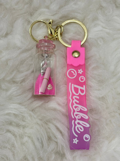 Pink Hidden Message Glass Bottle Keychain