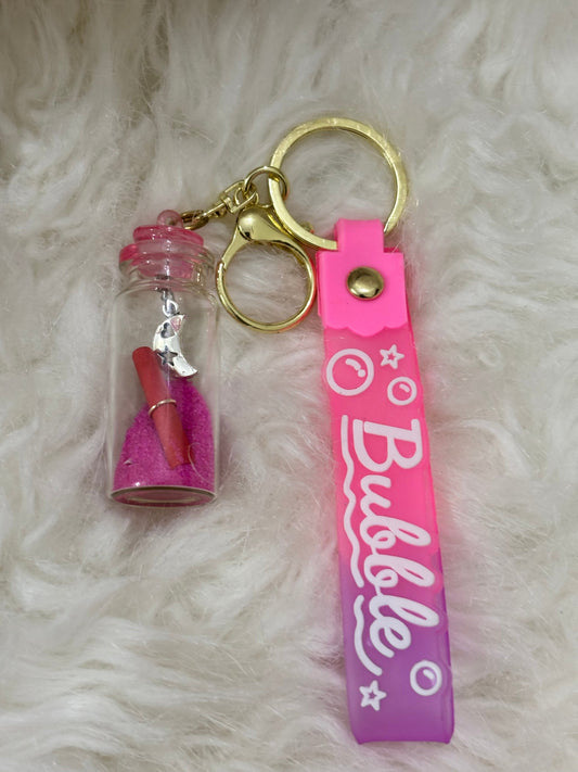 Pink Hidden Message Glass Bottle Keychain