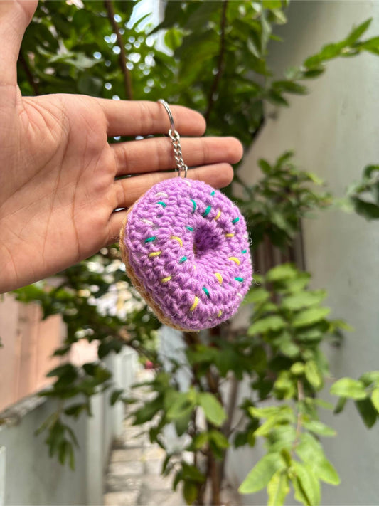 Crochet Donut Keychain | Pink Icing