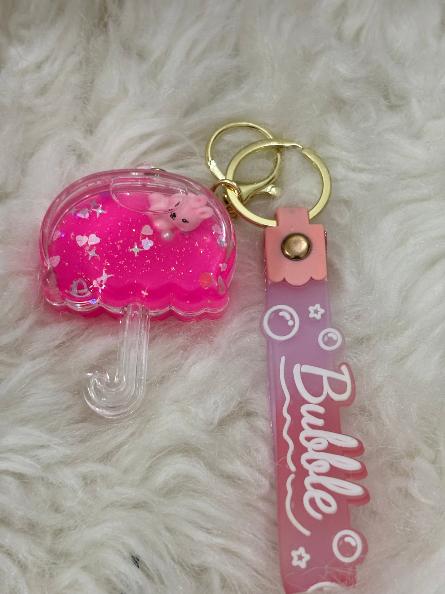 Pink Liquid Umbrella Keychain