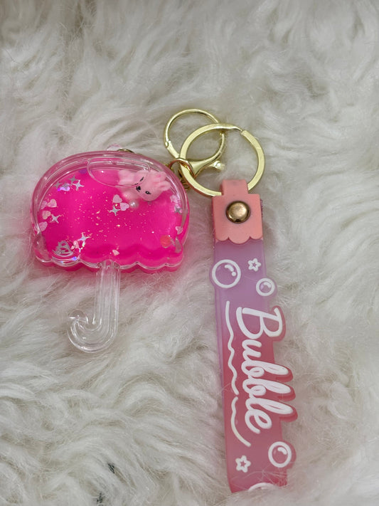 Pink Liquid Umbrella Keychain