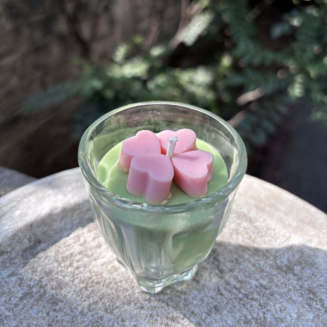 Pink Rose Soft Soya Lime Green Glass Scented Candle