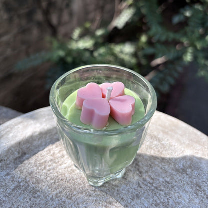 Pink Rose Soft Soya Lime Green Glass Scented Candle