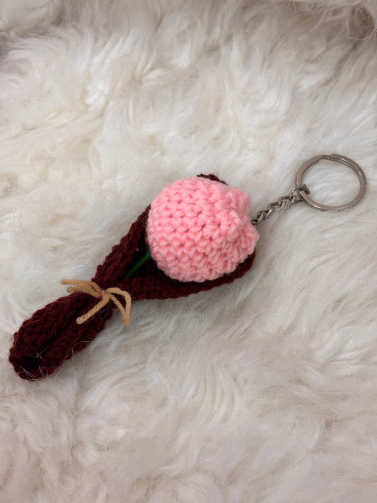 Crochet Bouquet Keychain | Pink | Tulip