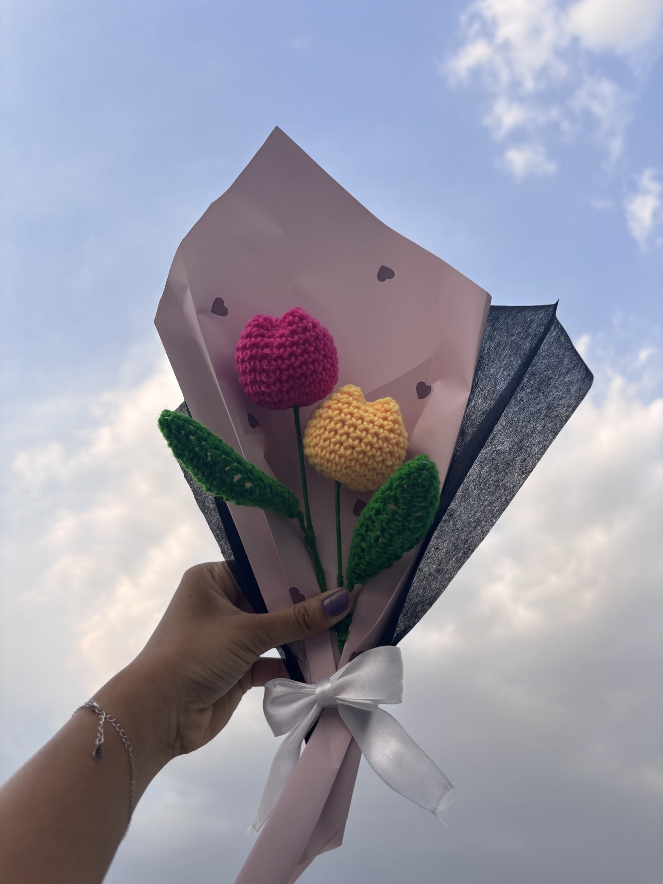 Crochet Bouquet | Pink Yellow Dual Tulip