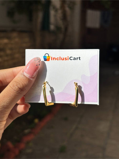 Anti tarnish Earrings | Rectangle Hoops