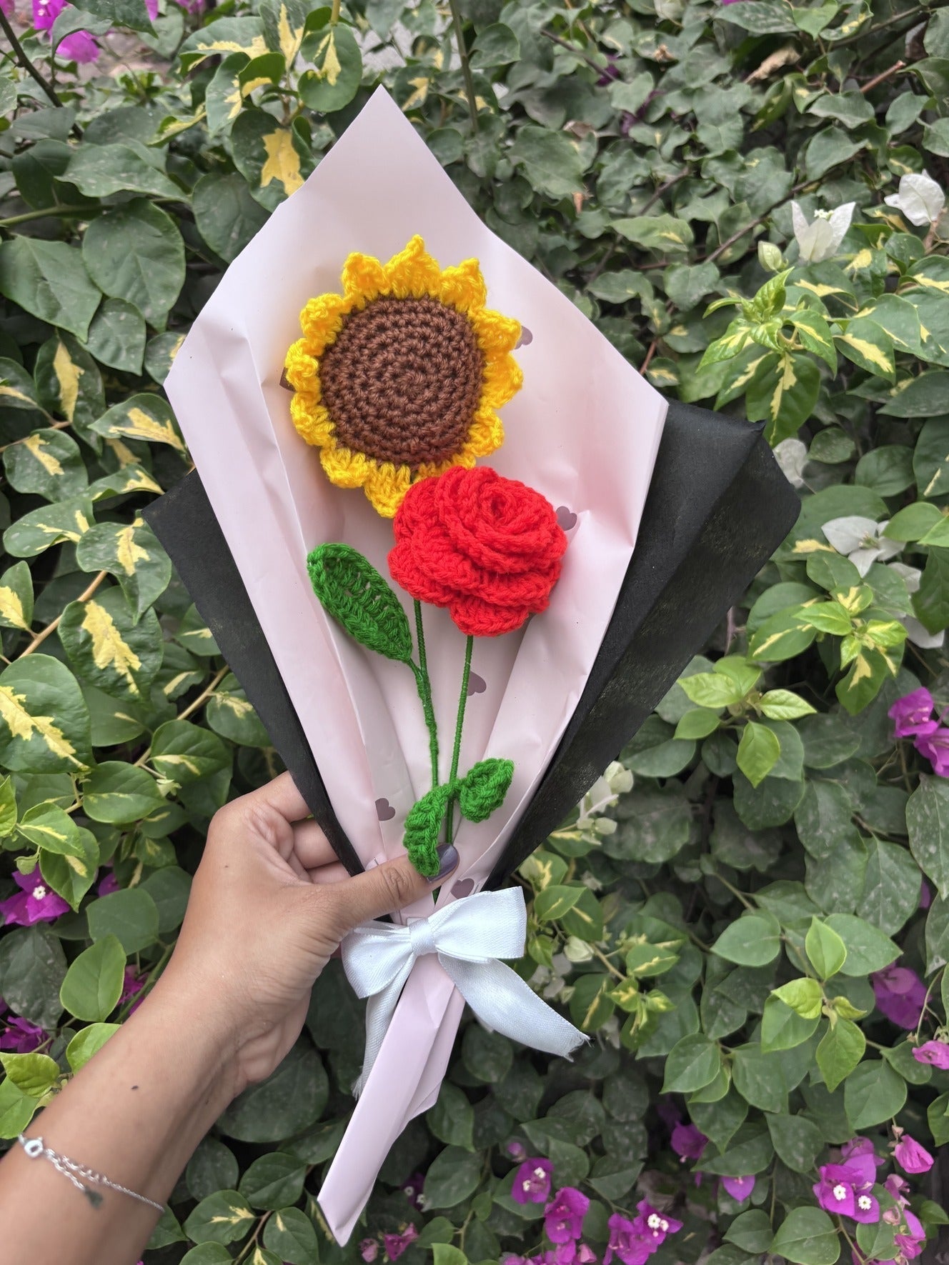 Crochet Bouquet | Red Rose Sunflower