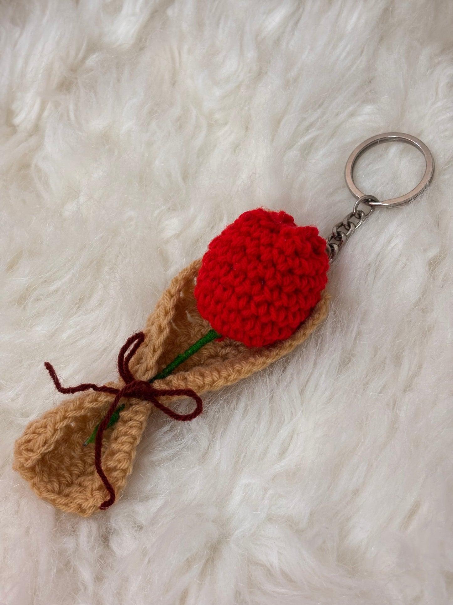 Crochet Bouquet Keychain | Red | Tulip