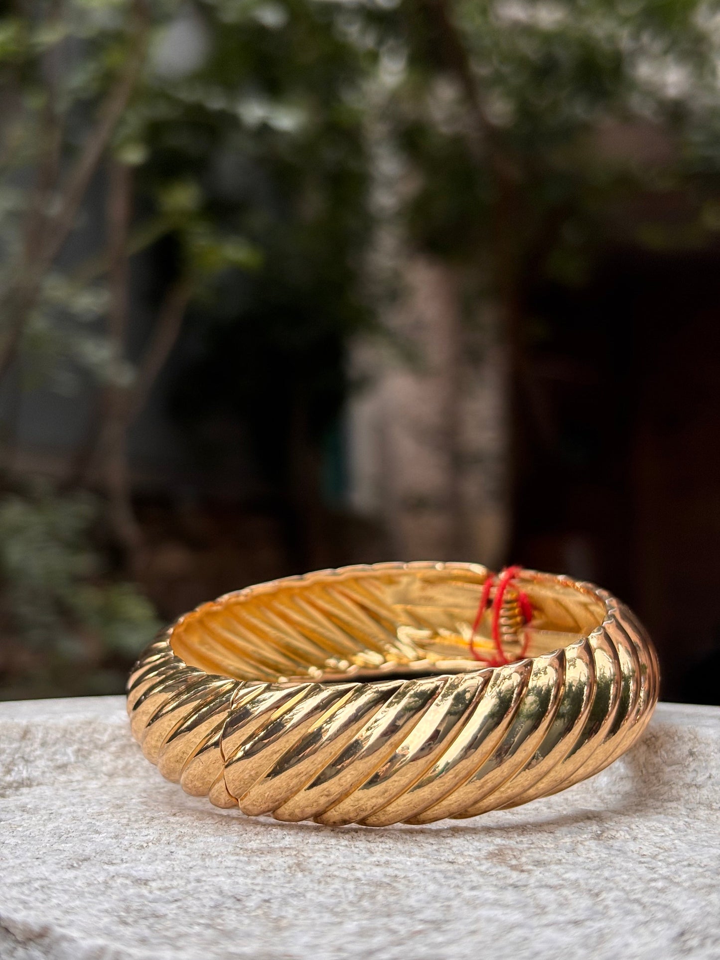 Twisted Rope Design Anti-Tarnish Gold-Plated Bangle Bracelet