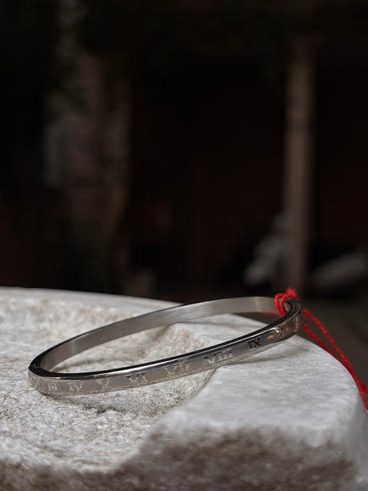 Silver Bracelet with Roman Numeral Engravings