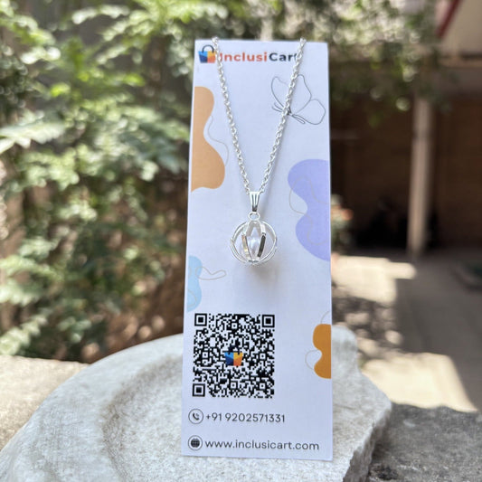 Silver Bloom Pearl Cage Pendant Necklace