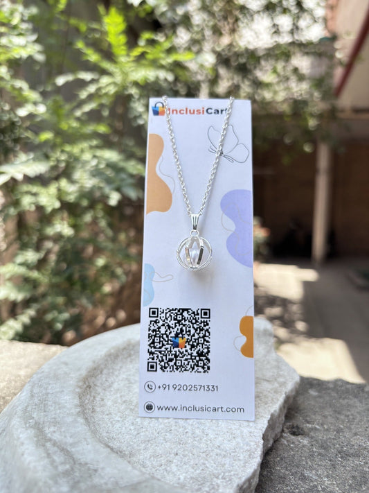 Silver Pearl Cage Pendant | Garnet Glow | Ring Necklace | Combo