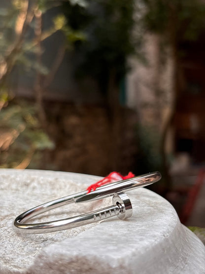 Silver Nail Design Bracelet