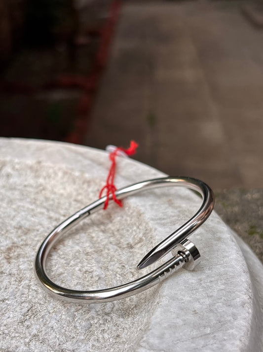 Silver Nail Design Bracelet