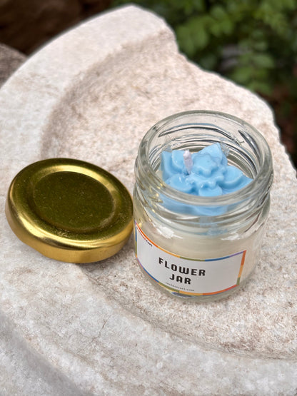 Small Flower Jar Candle Blue