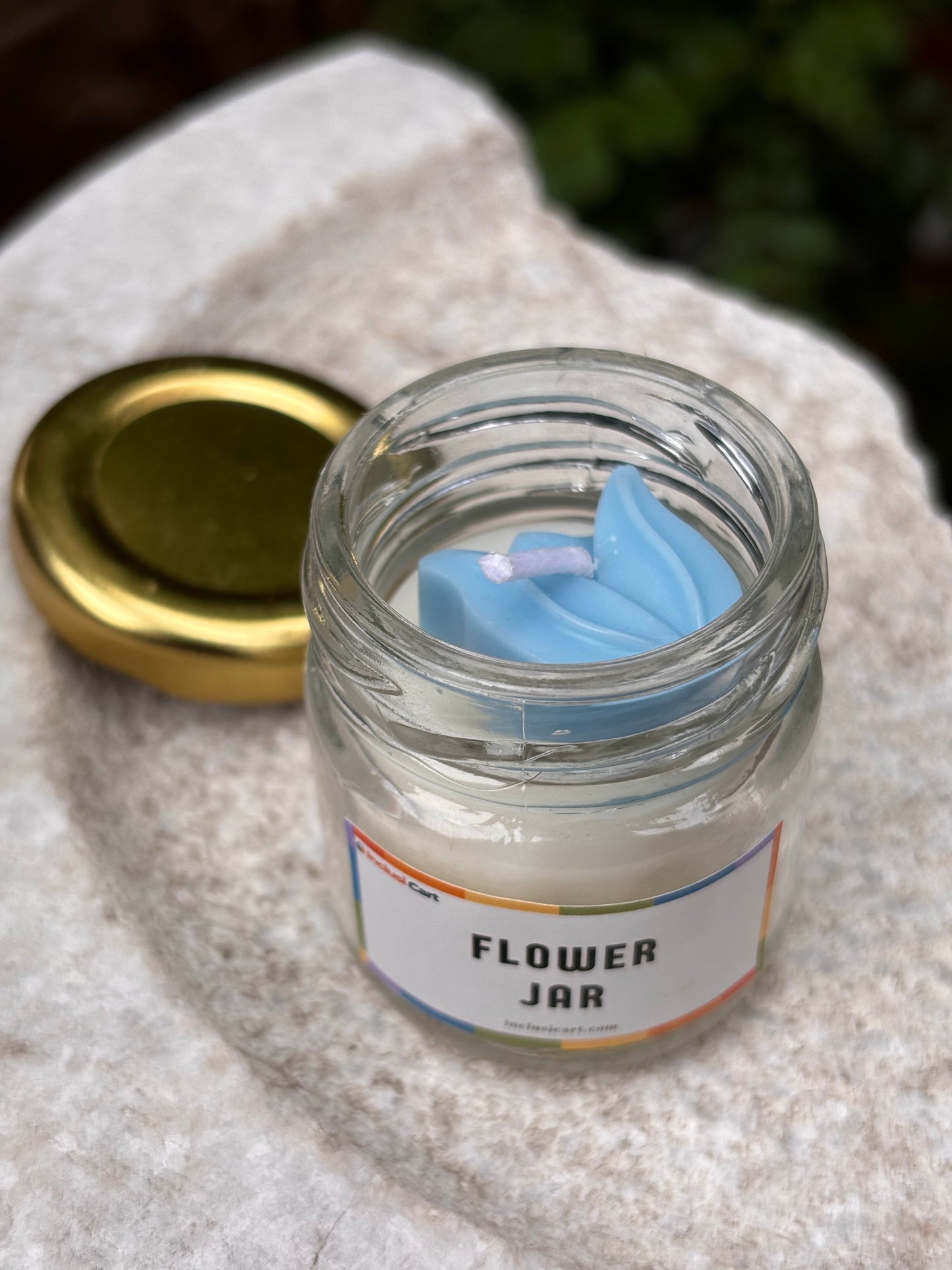 Small Flower Jar Candle Blue Tulip