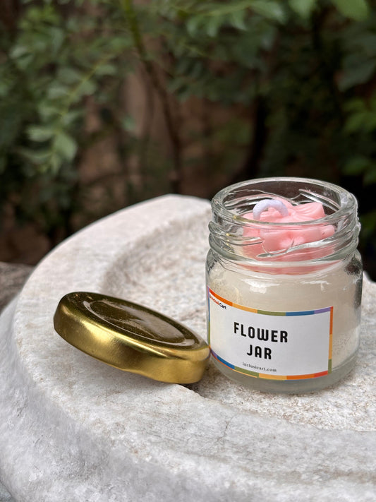 Small Flower Jar Candle Pink