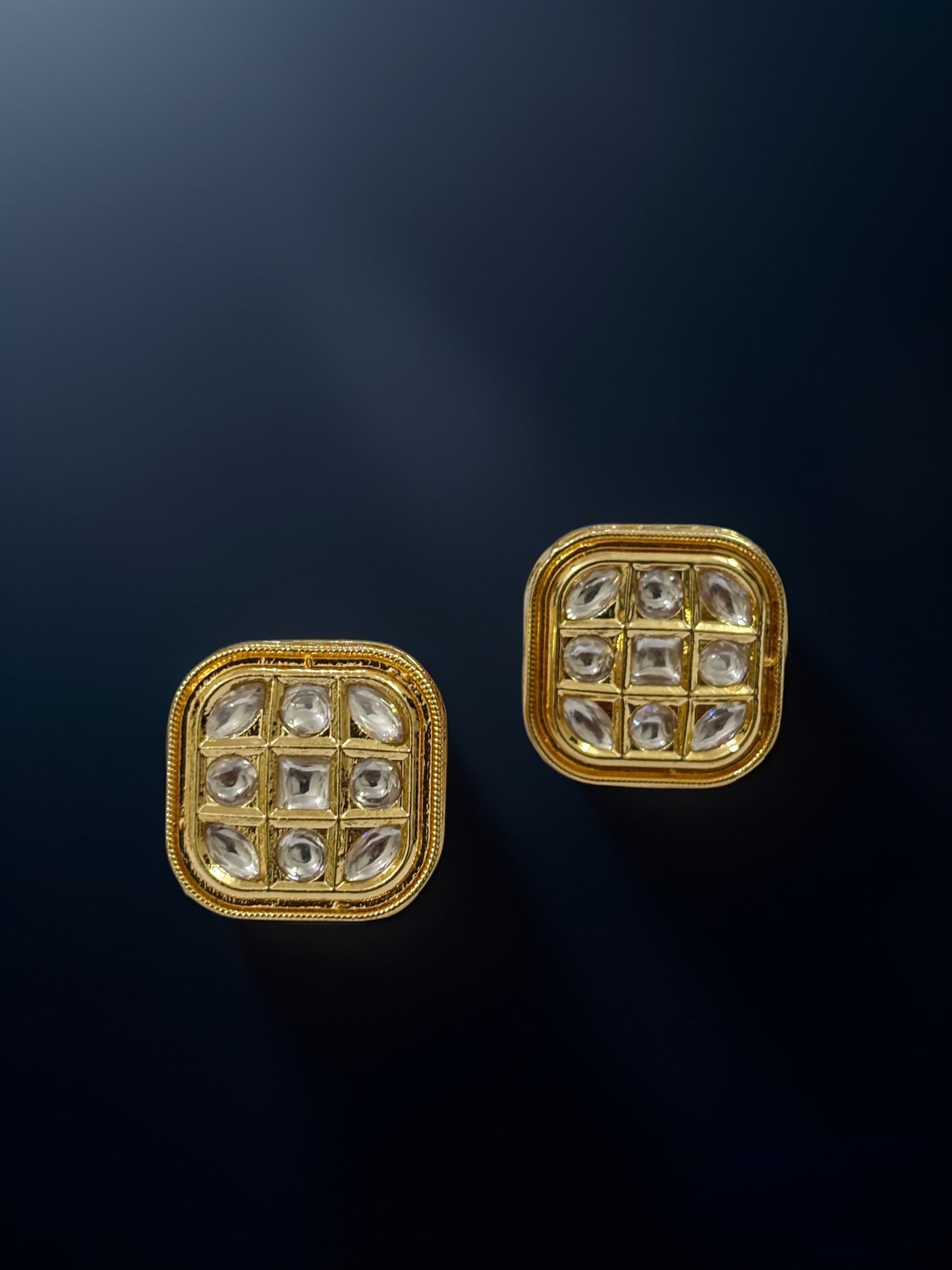 Square Grid Diamond Stud Earrings