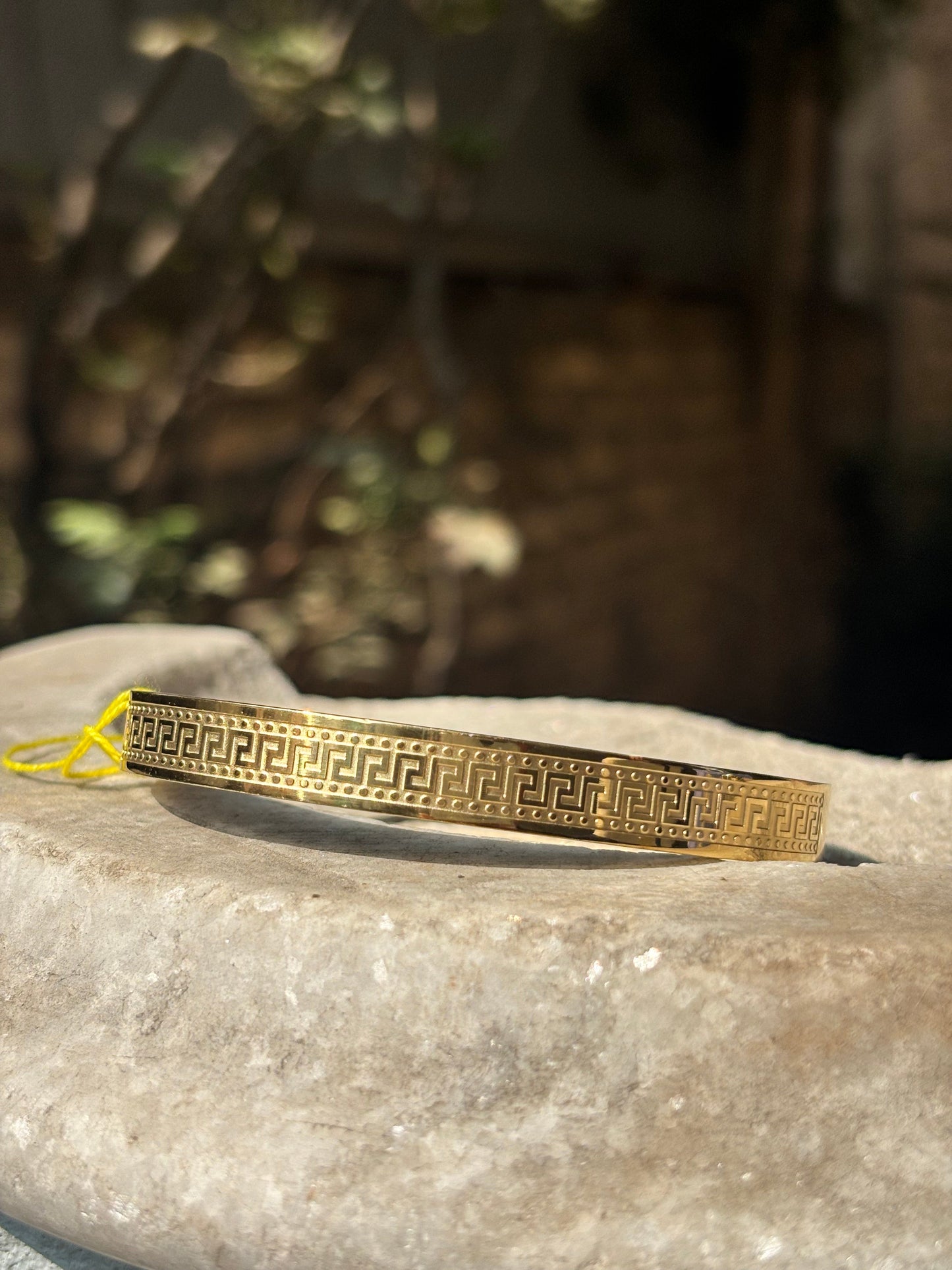 Mens Bracelet | Golden Square Pattern Engraved