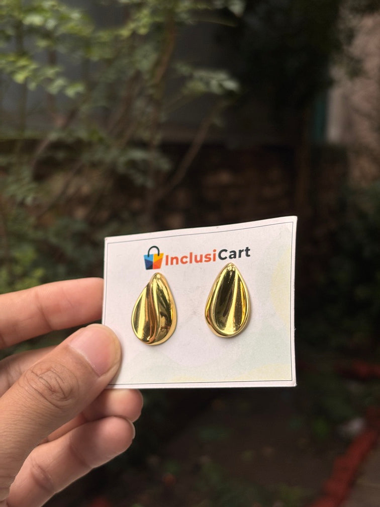Teardrop Anti-Tarnish Gold Stud Earrings