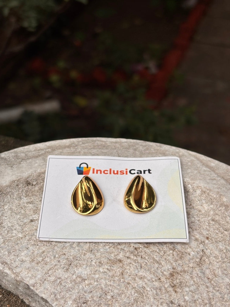 Teardrop Anti-Tarnish Gold Stud Earrings