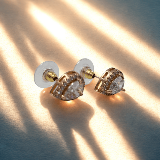 Teardrop Halo Stud Earrings