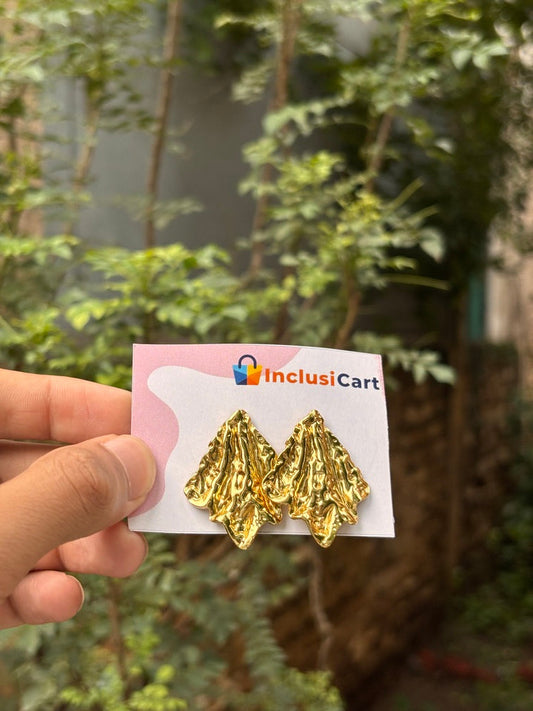Textured Abstract Leaf Anti-Tarnish Statement Earrings