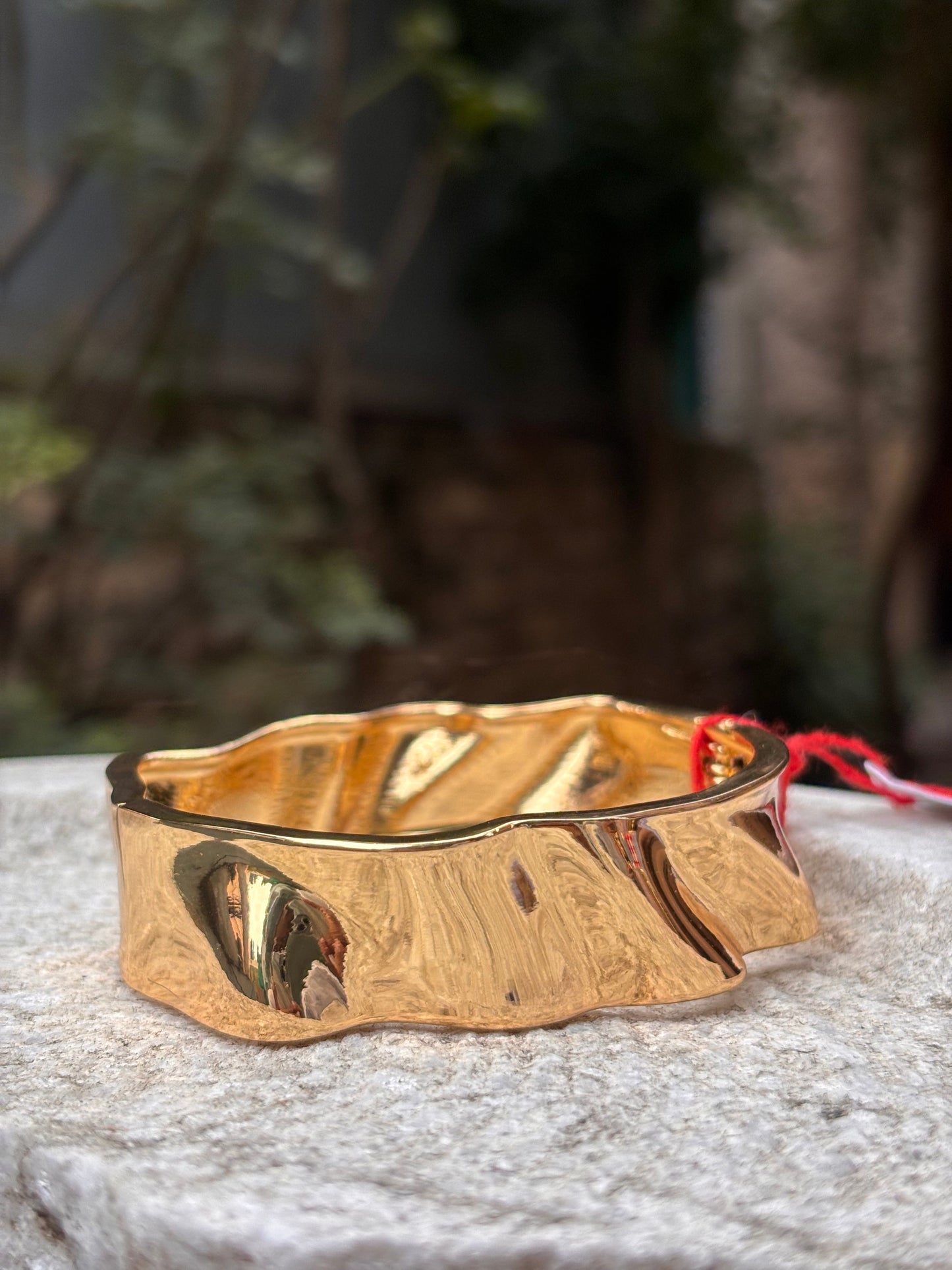 Textured Gold-Plated Anti-Tarnish Statement Cuff Bracelet