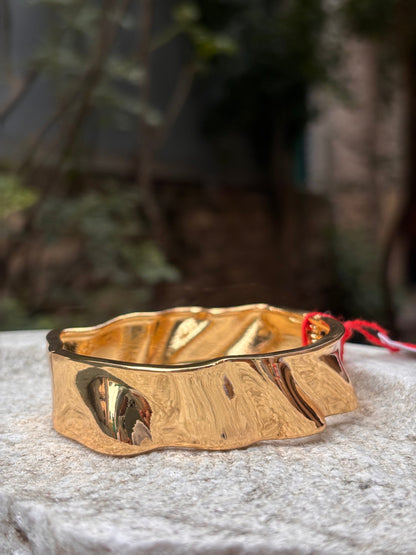Textured Gold-Plated Anti-Tarnish Statement Cuff Bracelet