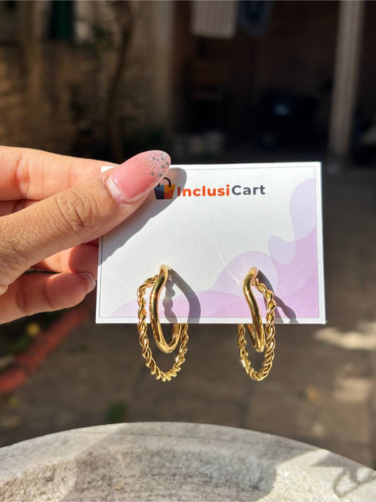Anti tarnish Earrings | Twisted Wire Circular Hoops