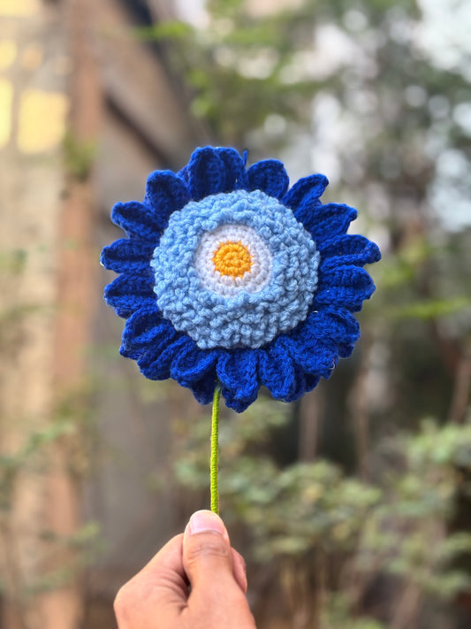 Crochet Sunflower Big | Blue Shade