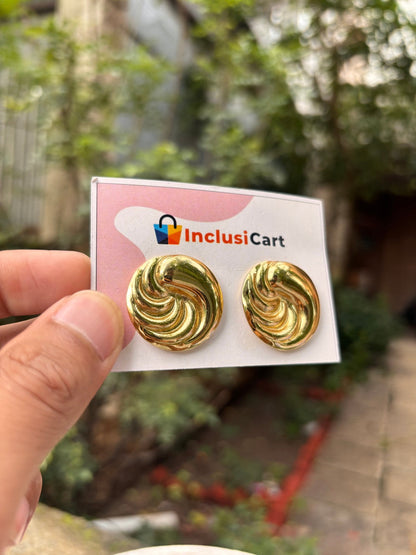 Anti-Tarnish Vintage Swirl Gold Stud Earrings