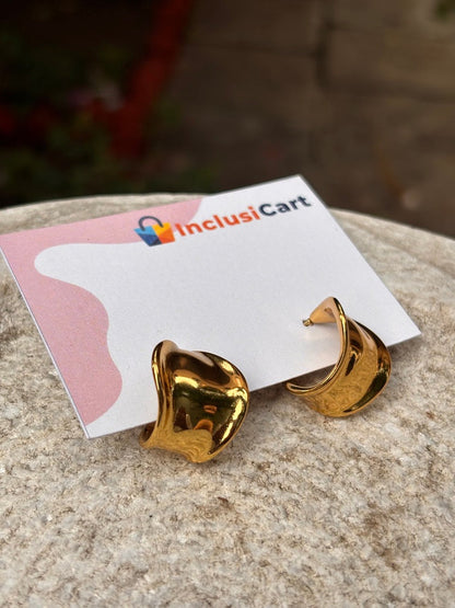 Wave Twist Anti-Tarnish Gold Hoop Earrings