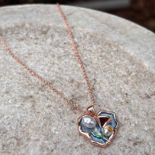 Rose Gold Ocean Bloom Pendant Necklace