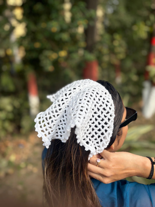 Crochet Bandana | White Net Pattern