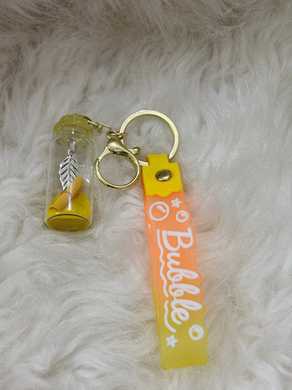 Yellow Hidden Message Glass Bottle Keychain