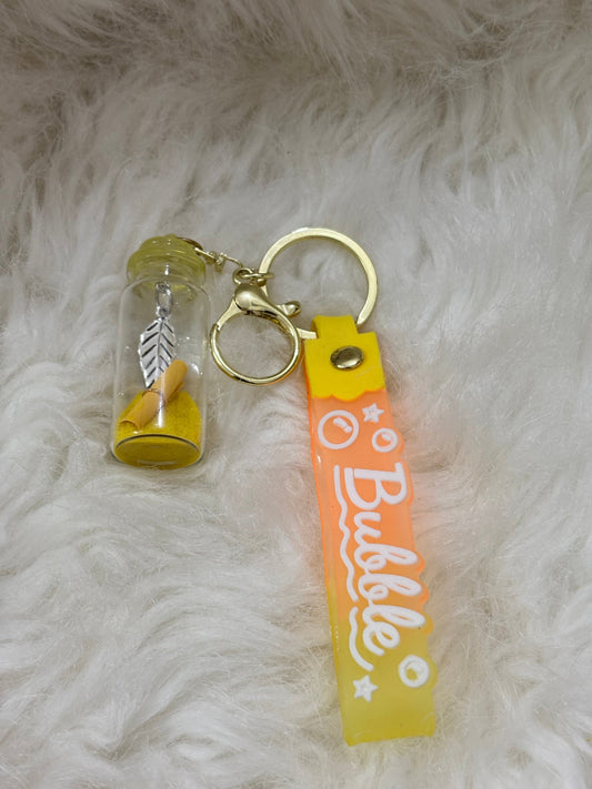 Yellow Hidden Message Glass Bottle Keychain