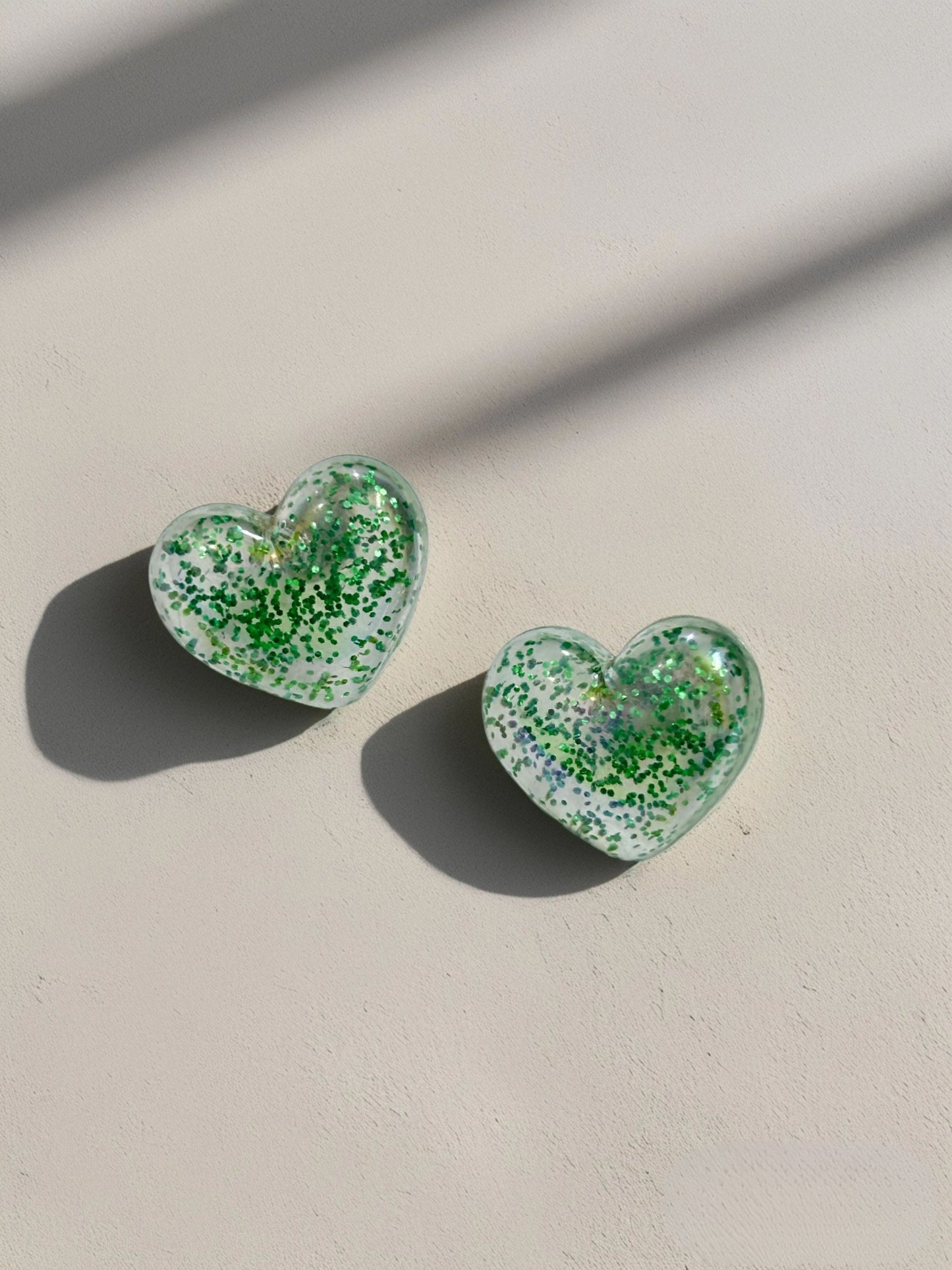 Crystal Glitter Heart Studs