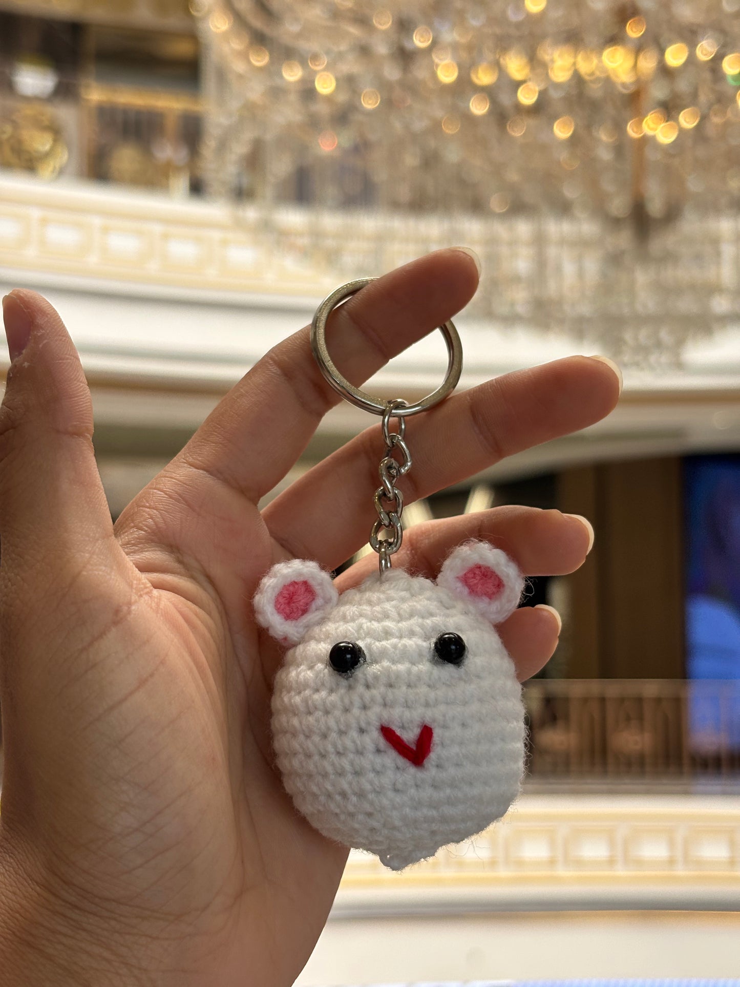 Crochet Keychain | Pink Bunny Head