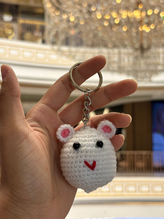 Crochet Keychain | Pink Bunny Head
