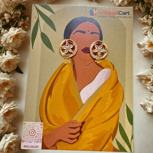 Round Flower Stud Earrings