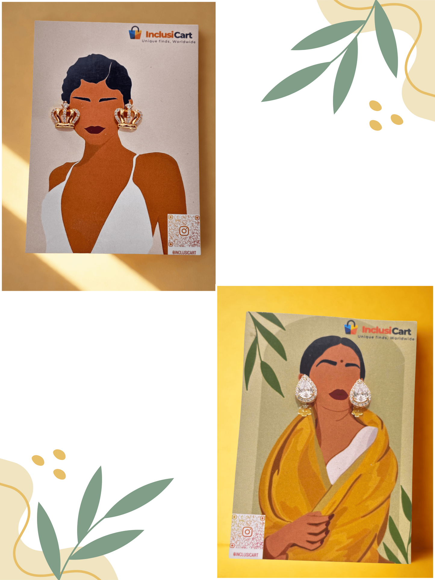 Tear Drop | Crown | Stud Earrings | Combo