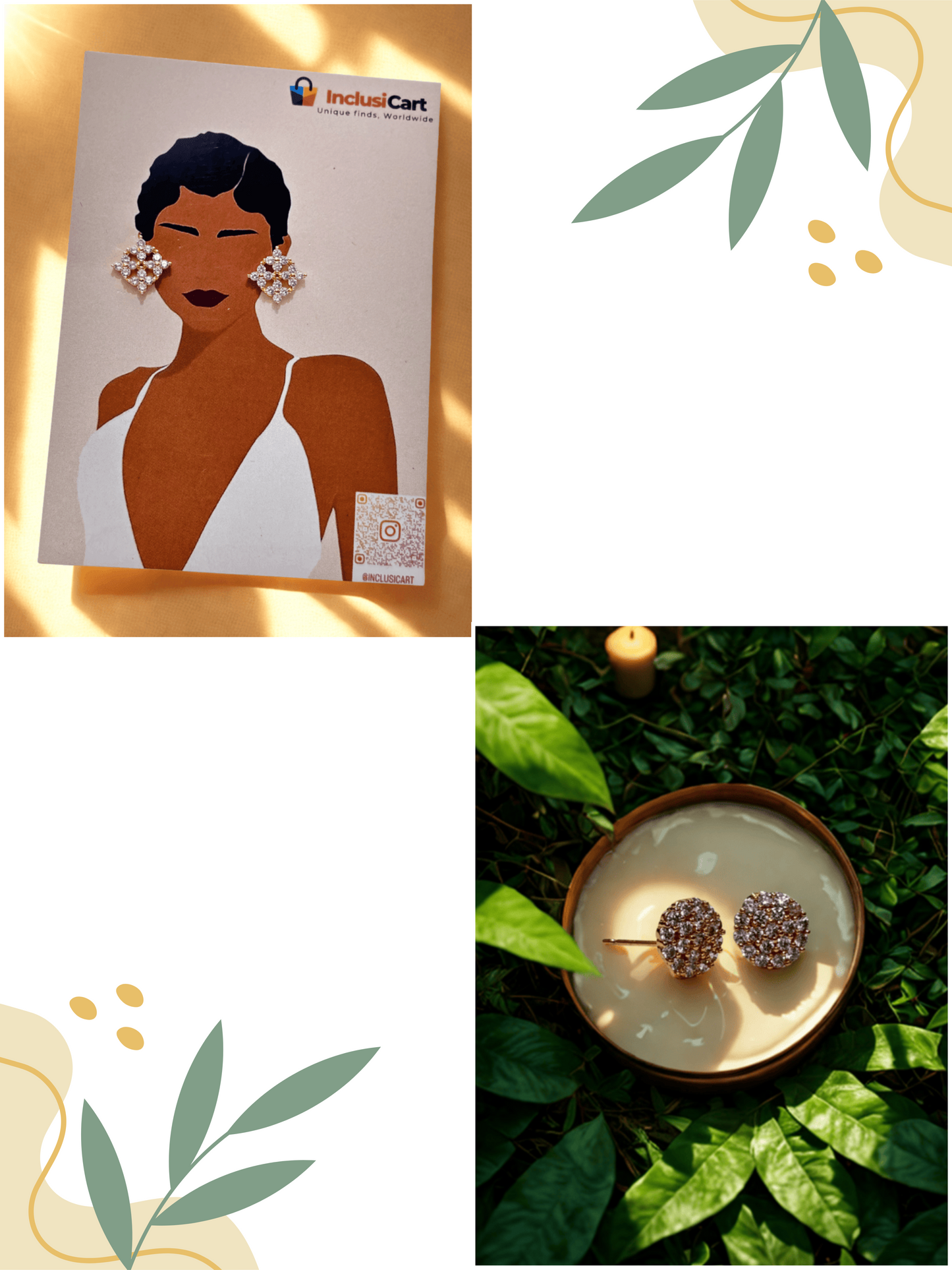 Diamond Latice | Round Cluster | Stud Earrings | Combo