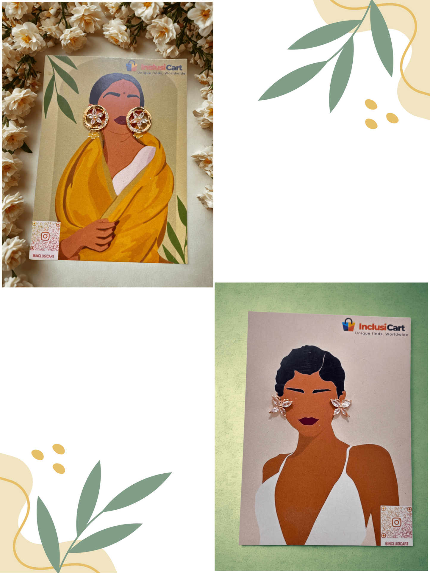 Little Butterfly | Round Flower | Stud Earrings | Combo