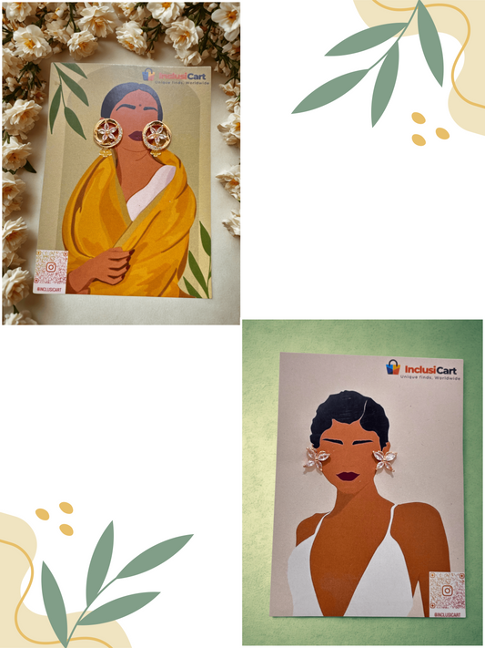 Little Butterfly | Round Flower | Stud Earrings | Combo