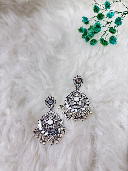 Trendy Silver | Square Vintage | Round Vintage | Oxidised Earrings | Combo